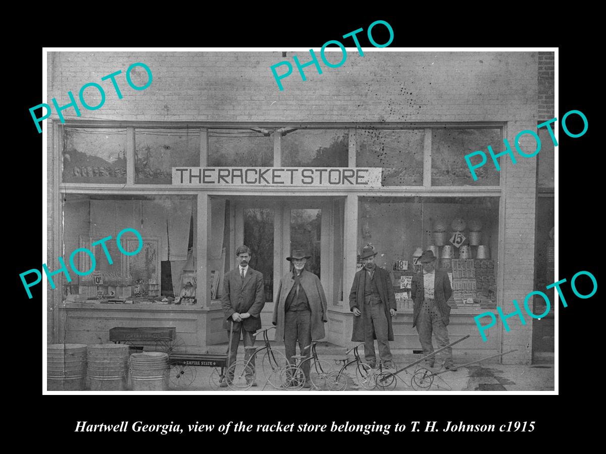 OLD LARGE HISTORIC PHOTO OF HARTWELL GEORGIA, VIEW OF THE RACKET STORE c1915