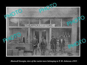 OLD LARGE HISTORIC PHOTO OF HARTWELL GEORGIA, VIEW OF THE RACKET STORE c1915