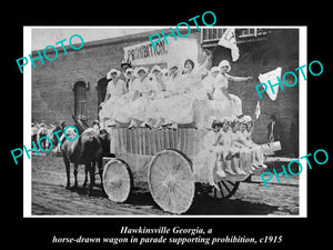 OLD LARGE HISTORIC PHOTO OF HAWKINSVILLE GEORGIA, THE PROHIBITION PARADE c1915