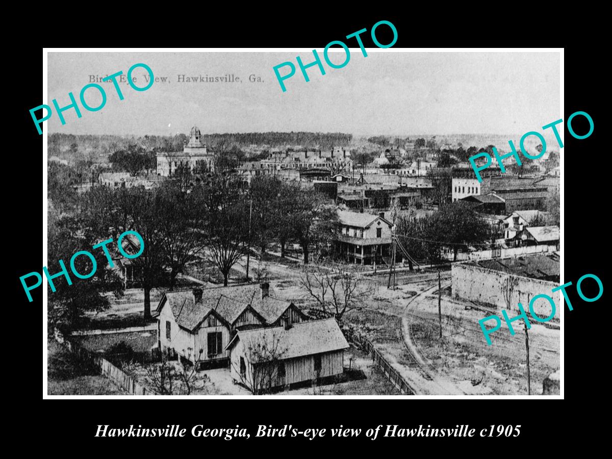 OLD LARGE HISTORIC PHOTO OF HAWKINSVILLE GEORGIA, VIEW OF THE TOWNSHIP c1905