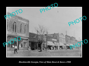 OLD LARGE HISTORIC PHOTO OF HAWKINSVILLE GEORGIA, THE MAIN STRETT & STORES c1908