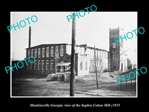 OLD LARGE HISTORIC PHOTO OF HAWKINSVILLE GEORGIA, THE SUPBRA COTTON MILL c1935