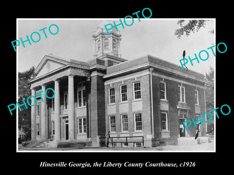 OLD LARGE HISTORIC PHOTO OF HINESVILLE GEORGIA, LIBERTY COUNTY COURTHOUSE c1926