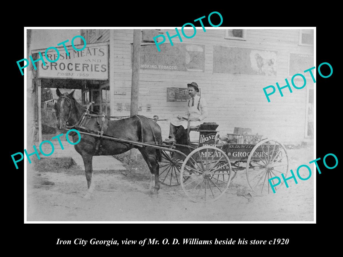 OLD LARGE HISTORIC PHOTO OF IRON CITY GEORGIA, THE WILLIAMS GROCERY STORE c1920