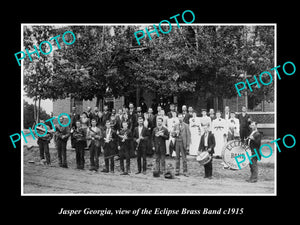 OLD LARGE HISTORIC PHOTO OF JASPER GEORGIA, THE ECLIPSE TOWN BRASS BAND c1915