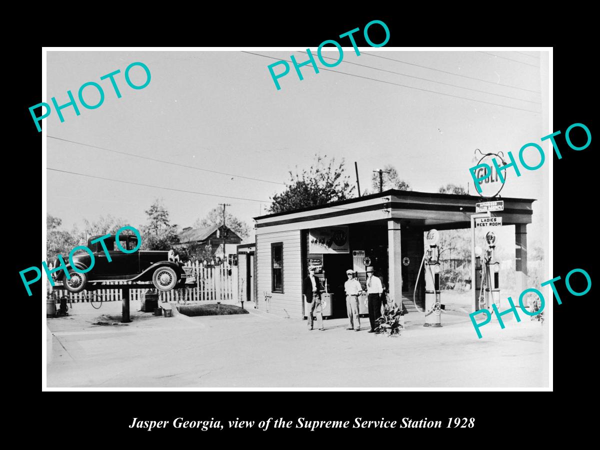 OLD LARGE HISTORIC PHOTO OF JASPER GEORGIA, THE SUPREME SERVICE STATION c1928