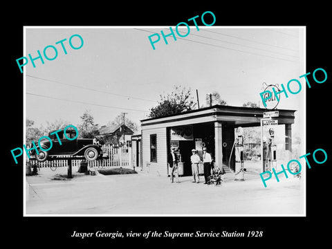 OLD LARGE HISTORIC PHOTO OF JASPER GEORGIA, THE SUPREME SERVICE STATION c1928