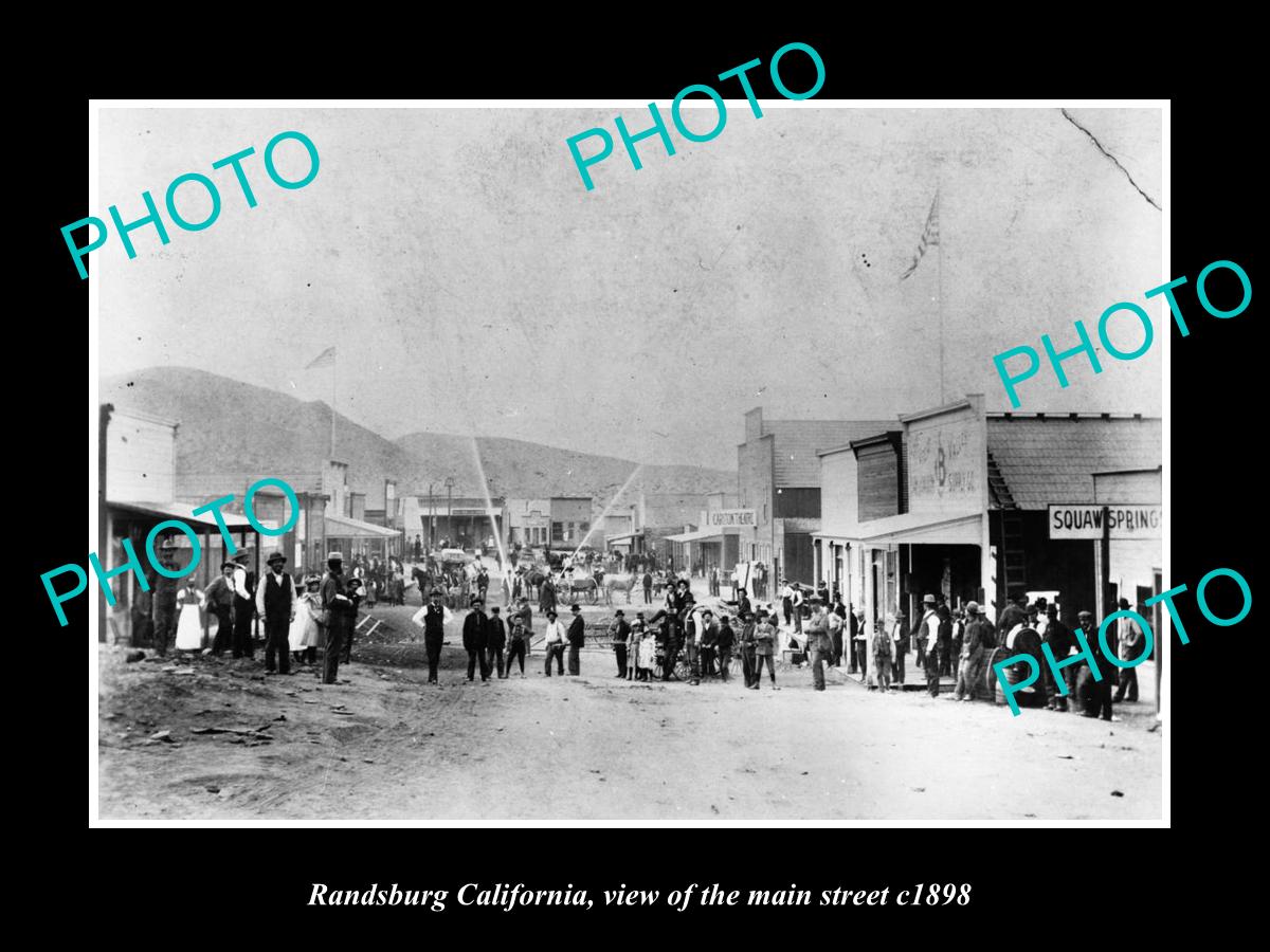 OLD LARGE HISTORIC PHOTO OF RANDSBURG CALIFORNIA, VIEW OF THE MAIN STREET c1898