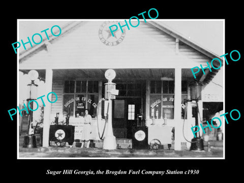 OLD LARGE HISTORIC PHOTO OF SUGAR HILL GEORGIA, THE BROGDON SERVICE STATION 1930