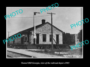 OLD LARGE HISTORIC PHOTO OF TUNNEL HILL GEORGIA, THE RAILROAD DEPOT STATION 1905