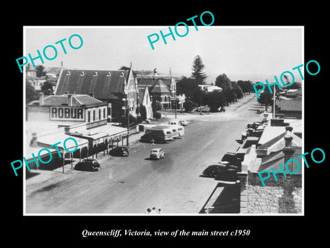 OLD LARGE HISTORIC PHOTO OF QUEENSCLIFFE VICTORIA, VIEW OF THE MAIN STREET c1950