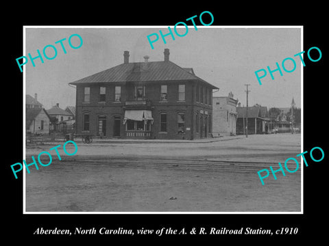 OLD LARGE HISTORIC PHOTO OF ABERDEEN NORTH CAROLINA, THE RAILROAD STATION c1910