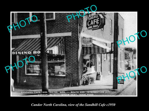OLD LARGE HISTORIC PHOTO OF CANDOR NORTH CAROLINA, THE SANDHILL CAFE c1950