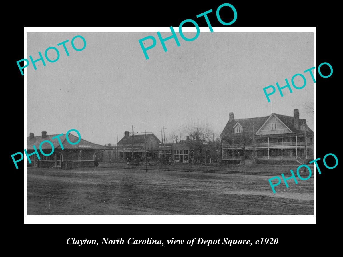 OLD LARGE HISTORIC PHOTO OF CLAYTON NORTH CAROLINA, VIEW OF DEPOT SQUARE c1920