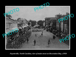 OLD LARGE HISTORIC PHOTO OF FAYETTEVILLE NORTH CAROLINA, DECORATION DAY c1910