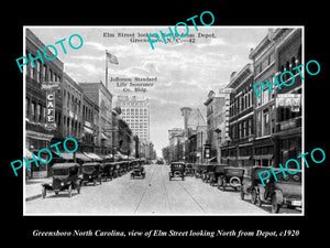 OLD LARGE HISTORIC PHOTO OF GREENSBORO NORTH CAROLINA, VIEW OF ELM STREET c1920