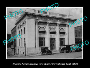 OLD LARGE HISTORIC PHOTO OF HICKORY NORTH CAROLINA, THE 1st NATIONAL BANK c1920