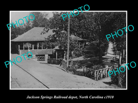 OLD LARGE HISTORIC PHOTO OF JACKSON SPRINGS NORTH CAROLINA, RAILROAD DEPOT c1910