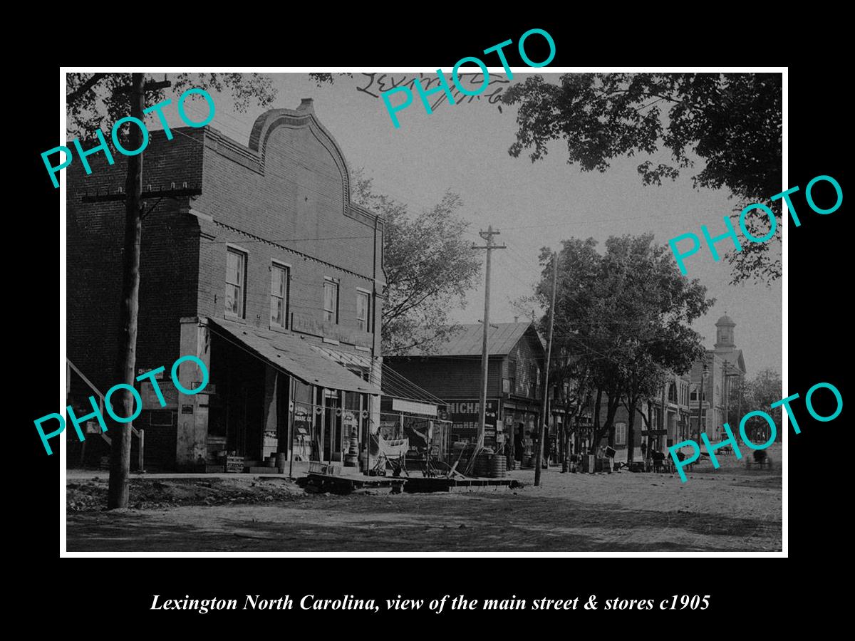 OLD LARGE HISTORIC PHOTO OF LEXINGTON NORTH CAROLINA, MAIN ST & STORES c1905