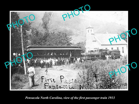 OLD LARGE HISTORIC PHOTO OF PENSACOLA NORTH CAROLINA, 1st PASSENGER TRAIN 1913