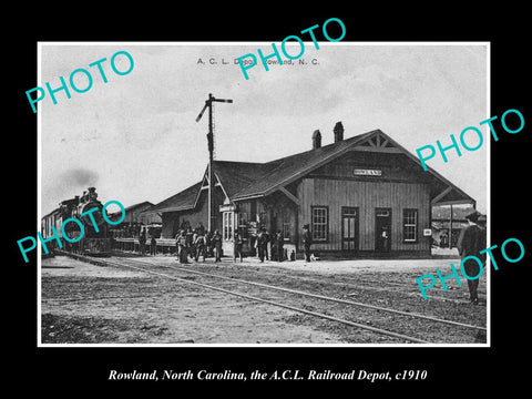 OLD LARGE HISTORIC PHOTO OF ROWLAND NORTH CAROLINA, THE RAILROAD STATION c1910