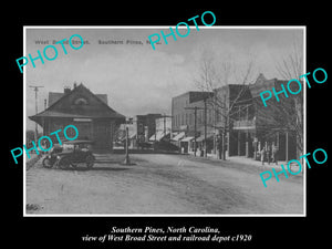 OLD LARGE HISTORIC PHOTO OF SOUTHERN PINES NORTH CAROLINA, WEST BROAD St c1920