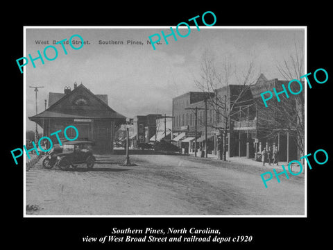 OLD LARGE HISTORIC PHOTO OF SOUTHERN PINES NORTH CAROLINA, WEST BROAD St c1920