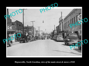 OLD LARGE HISTORIC PHOTO OF WAYNESVILLE NORTH CAROLINA, VIEW OF MAIN STREET 1930