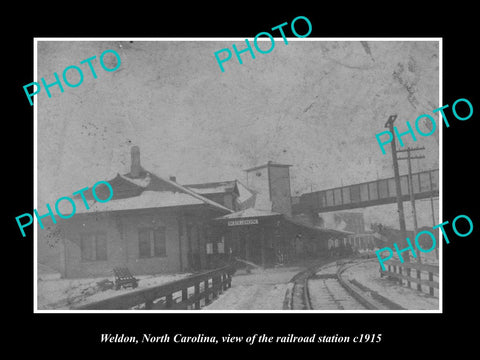 OLD LARGE HISTORIC PHOTO OF WELDON NORTH CAROLINA, THE RAILROAD STATION c1915