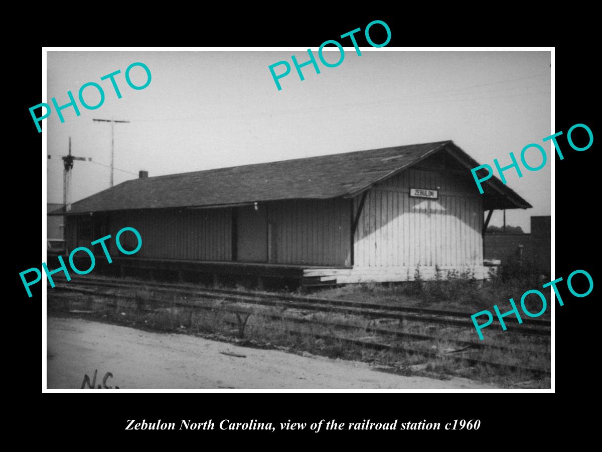 OLD LARGE HISTORIC PHOTO OF ZEBULON NORTH CAROLINA, THE RAILROAD STATION c1960