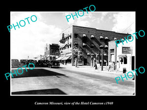 OLD LARGE HISTORIC PHOTO OF CAMERON MISSOURI, VIEW OF THE HOTEL CAMERO c1940