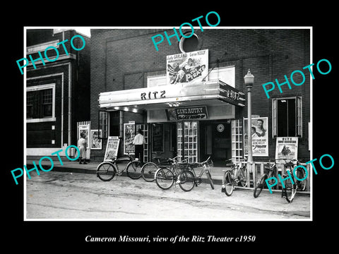 OLD LARGE HISTORIC PHOTO OF CAMERON MISSOURI, VIEW OF THE RITZ THEATER c1950