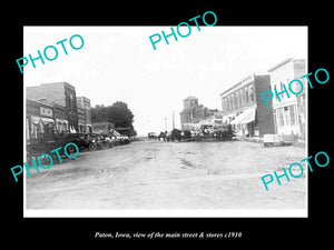 OLD LARGE HISTORIC PHOTO OF PATON IOWA, VIEW OF THE MAIN STREET & STORES c1910 1