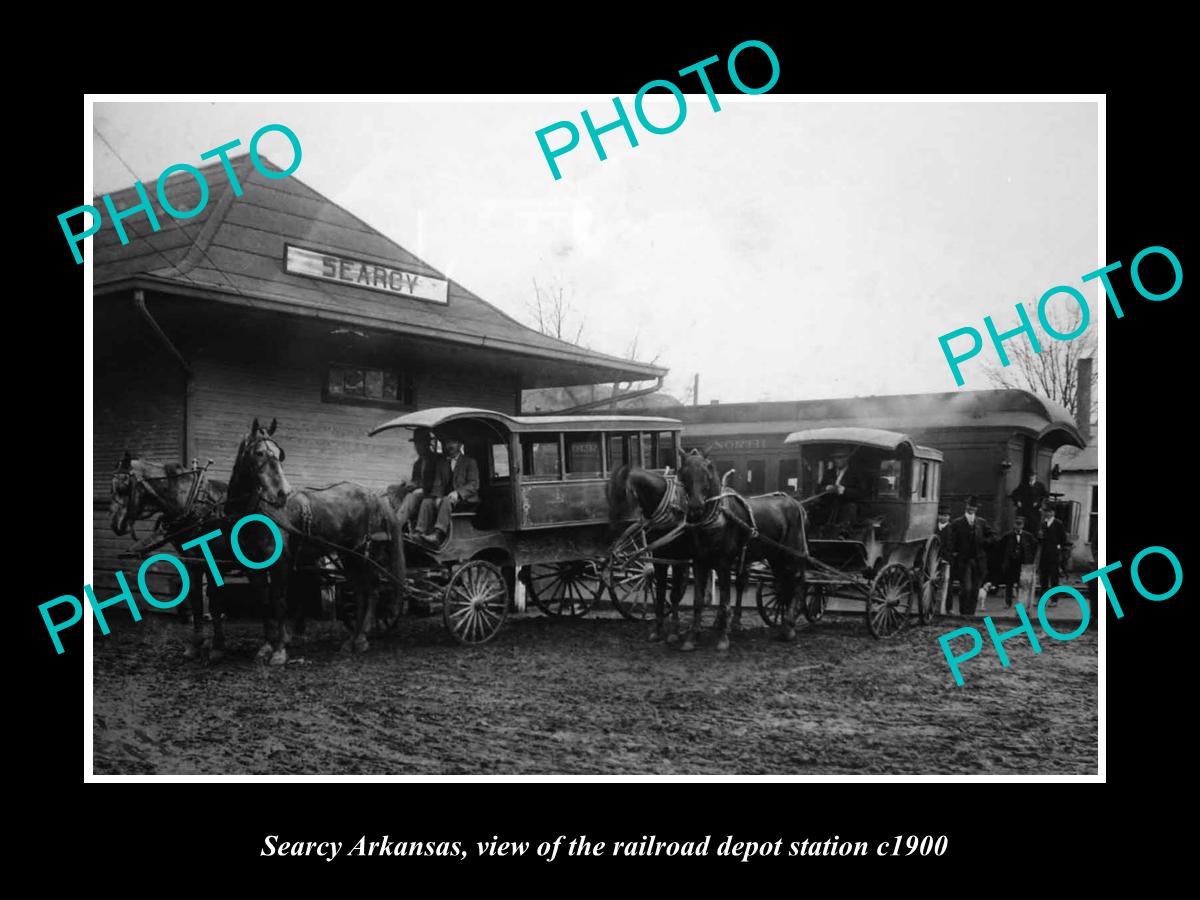 OLD LARGE HISTORIC PHOTO OF SEARCY ARIZONA, THE RAILROAD DEPOT STATION c1900