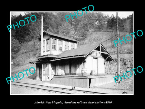 OLD LARGE HISTORIC PHOTO OF ALNWICK VIRGINIA, THE RAILROAD DEPOT STATION c1930