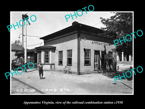 OLD LARGE HISTORIC PHOTO OF APPOMATTOX VIRGINIA, RAILROAD DEPOT STATION c1930