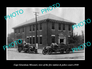 OLD LARGE HISTORIC PHOTO OF CAPE GIRARDEAU MISSOURI, THE FIRE DEPARTMENT c1930