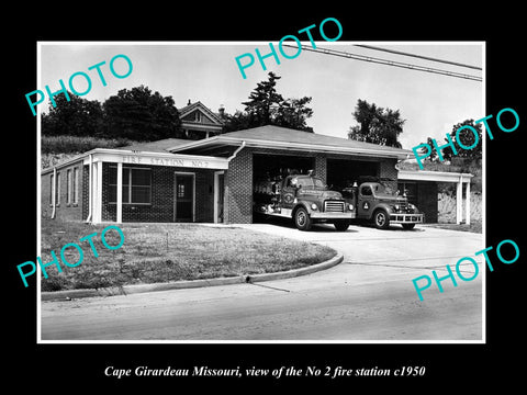 OLD LARGE HISTORIC PHOTO OF CAPE GIRARDEAU MISSOURI, THE FIRE DEPARTMENT c1950