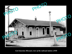 OLD LARGE HISTORIC PHOTO OF CARL JUNCTION MISSOURI RAILROAD DEPOT STATION c1950