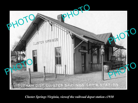 OLD LARGE HISTORIC PHOTO OF CLUSTER SPRINGS VIRGINIA RAILROAD DEPOT STATION 1930