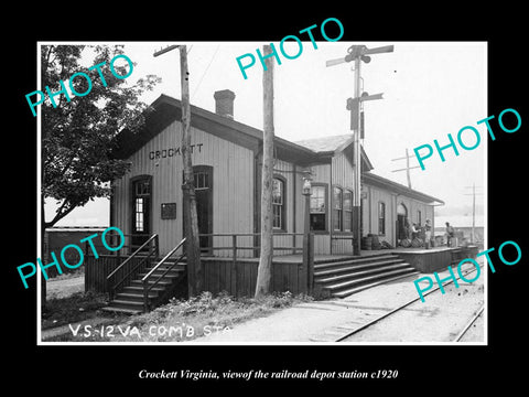 OLD LARGE HISTORIC PHOTO OF CROCKETT VIRGINIA, THE RAILROAD DEPOT STATION c1920