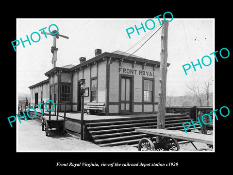 OLD LARGE HISTORIC PHOTO OF FRONT ROYAL VIRGINIA, RAILROAD DEPOT STATION c1920