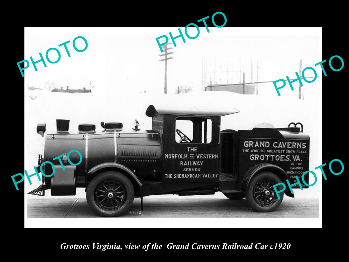 OLD LARGE HISTORIC PHOTO OF GROTTOES VIRGINIA, THE GRAND CAVERNS RAIL CAR c1920