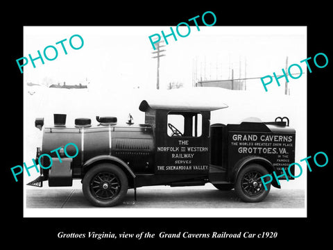 OLD LARGE HISTORIC PHOTO OF GROTTOES VIRGINIA, THE GRAND CAVERNS RAIL CAR c1920