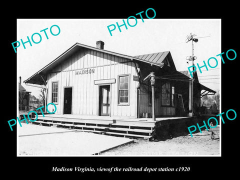 OLD LARGE HISTORIC PHOTO OF MADISON VIRGINIA, THE RAILROAD DEPOT STATION c1920