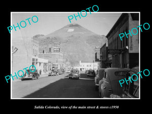 OLD LARGE HISTORIC PHOTO OF SALIDA COLORADO, VIEW OF THE MAIN St & STORES c1950