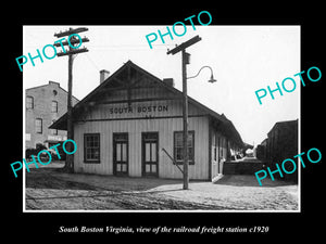 OLD LARGE HISTORIC PHOTO OF SOUTH BOSTON VIRGINIA, RAILROAD DEPOT STATION c1920