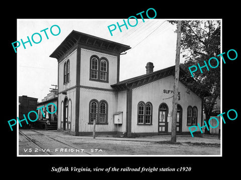 OLD LARGE HISTORIC PHOTO OF SUFFOLK VIRGINIA, THE RAILROAD DEPOT STATION c1920