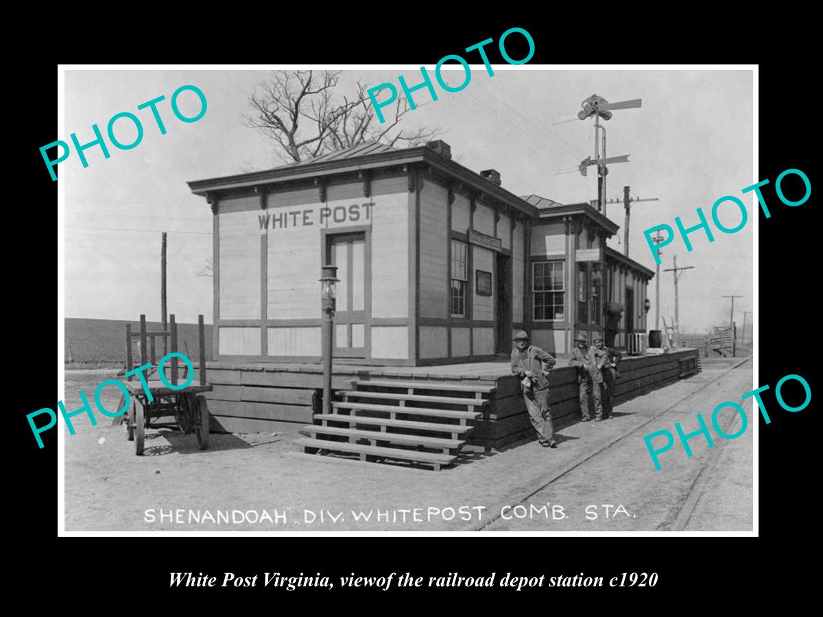 OLD LARGE HISTORIC PHOTO OF WHITE POST VIRGINIA THE RAILROAD DEPOT STATION c1920