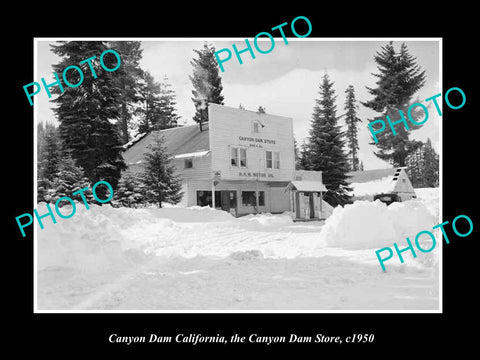 OLD LARGE HISTORIC PHOTO OF CANYON DAM CALIFORNIA, VIEW OF THE TOWN STORE c1950